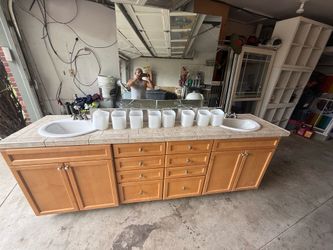 Bathroom cabinet with mirrors and lamps