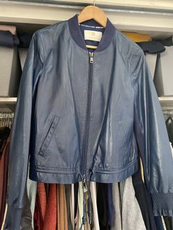 Beautiful Blue Lamb Leather Jacket