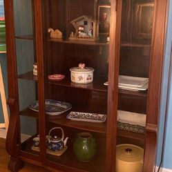 Antique Mahogany  Glass Front Cabinet 