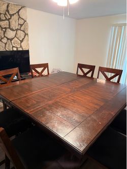 dark wood square dining table with 8 chairs PICK UP ONLY NEED GONE ASAP
