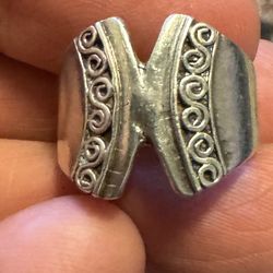 673-Sterling Silver Spiral Swirled Tapered Paddle Band  Ring Sz: 6.5 Handmade