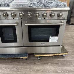New Open Box Thor Kitchen Freestanding Double Oven Convection, Gas Range Stainless Steel
