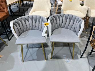 Velvet Dining Chairs Set of 2, Upholstered Dining Room Chairs with Gold Metal Legs, Luxury Tufted Dining Chairs for Living Room, Bedroom, Kitchen (Gre