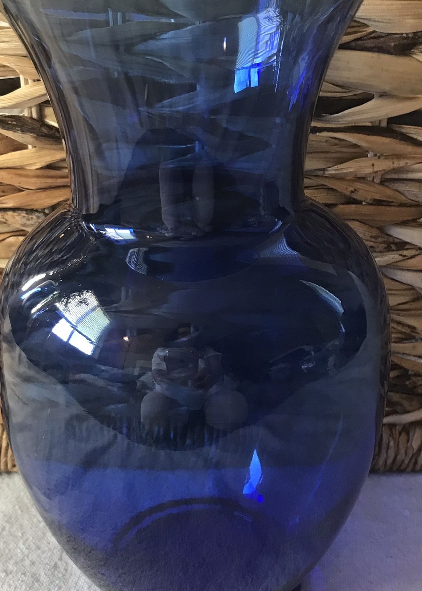 VTG Colbolt Blue Glass Flared VASE 🏺