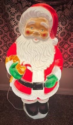 Vintage Poloron 31" Lighted Plastic Blow Mold Santa Claus w/ Candy Cane WORKS Just $65