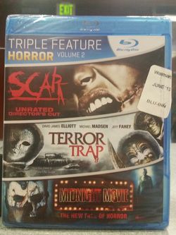 Triple Horror Feature Scar Unrated Director's Cut Terror Trap and Midnight Movie Blu-ray Brand New