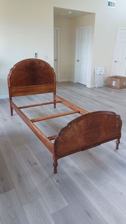 Solid wood twin bed and mattress