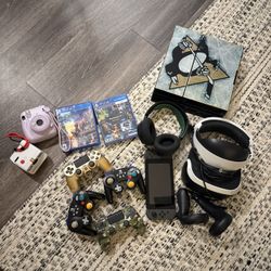 PS4, videos games, VR headset, game controllers Instax cameras,switch