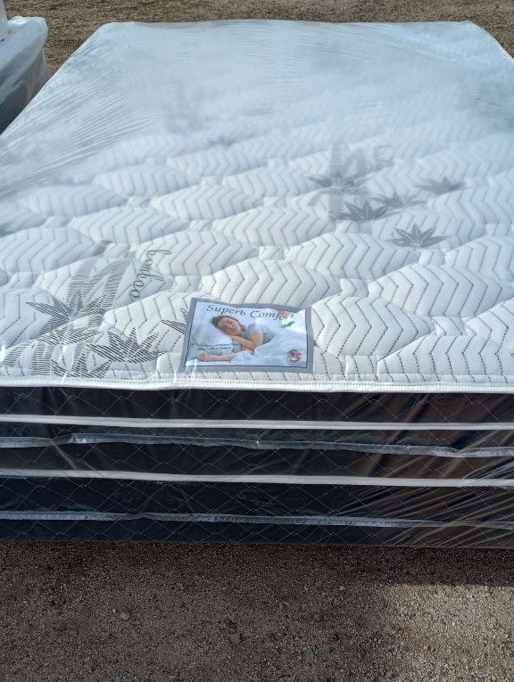 Brand New Queen Size Pillowtop Mattress Included Box Spring.