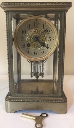 Antique Japy Freres JE Caldwell French Brass Mercury Pendulum Gong Chime Clock
