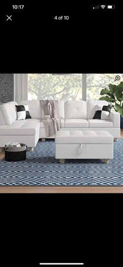 White leather sectional couch