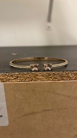 Gold Open Cuff Bracelet with Crystal Stones