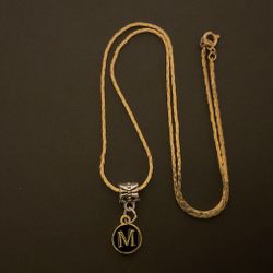 18” Gold Plated Necklace With Initial (M) Pendant 