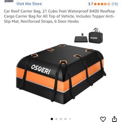 Car Roof Carrier Bag, 21 Cubic Feet Waterproof 840D Rooftop Cargo Carrier Bag for All Top of Vehicle, Includes Topper Anti-Slip Mat, Reinforced Straps