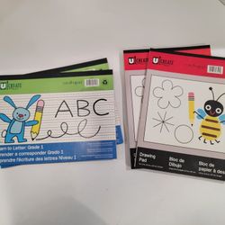 U-create 12" x 9" Writing Pads & Drawing Pads ~ 2 of Each, Blank Paper, White