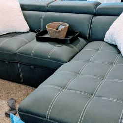 Ferriday Blue Storage Sleeper Sectional