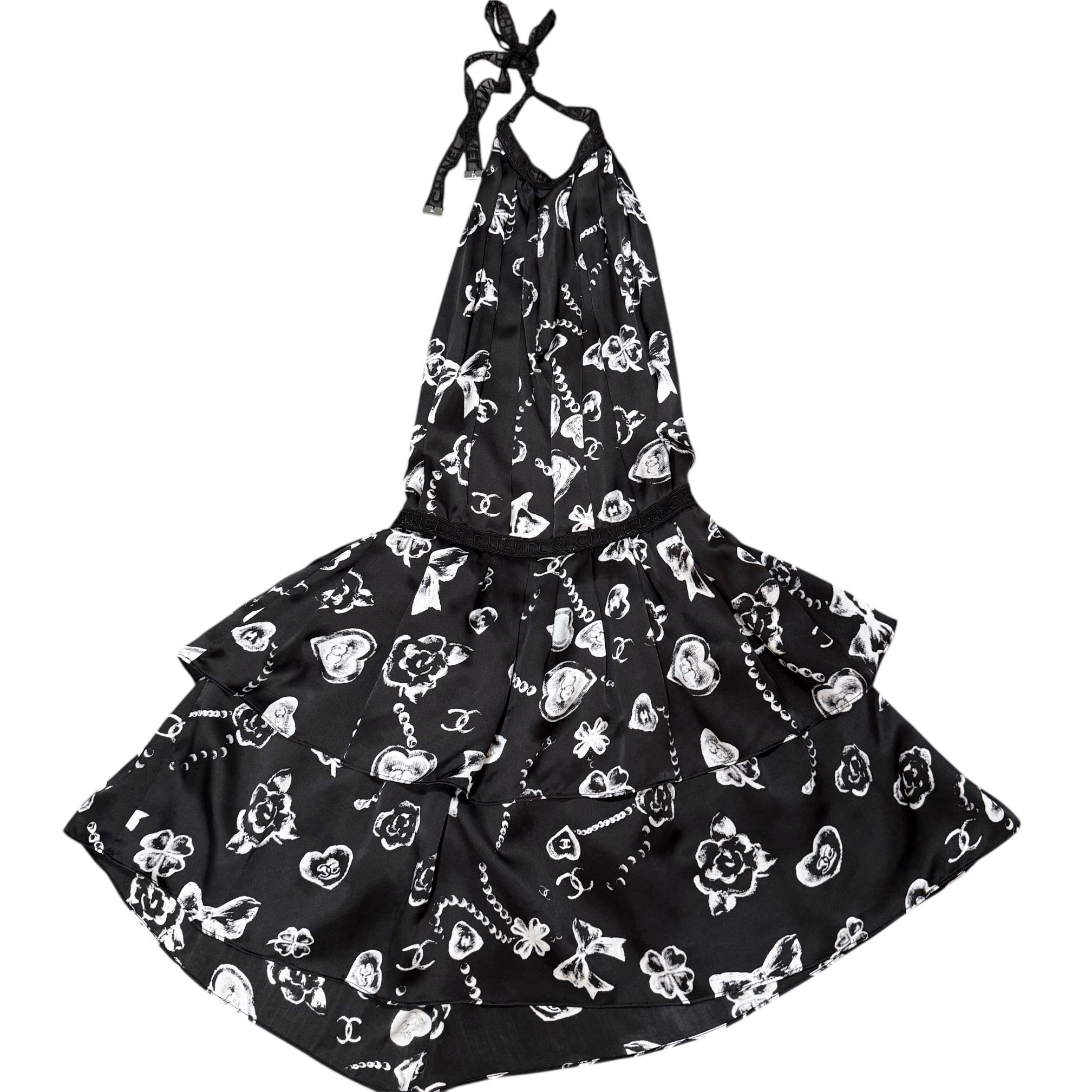 CHANEL FW 2025/26 Printed Silk Satin Short Dress