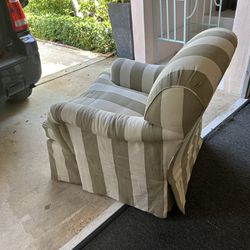 Striped Upholstered Armchair