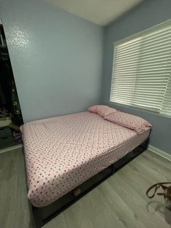 Full size mattress with washable cover and bed frame
