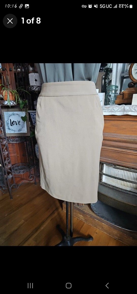 Grace Elements Light Brown/Tan Back Spilt Pencil Skirt Size 4