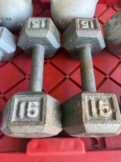 15 lb Cast Iron Hex Dumbbells Pair
