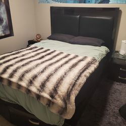 Queen Size Bed Frame With Headboard And Matching Nightstand
