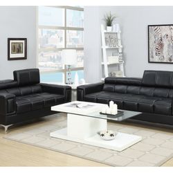 Black Sofa And Love Seat Set (Free Delivery)
