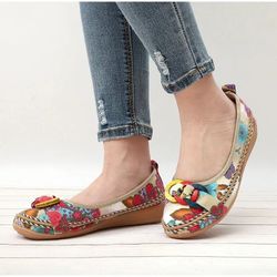 Women’s Slip On Flat Shoes Casual Platform Footwear Floral Comfortable