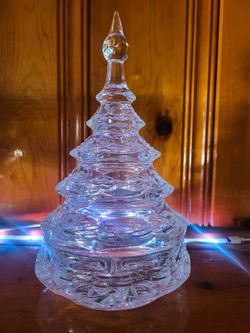 BEAUTIFUL Fifth Avenue Crystal LTD Poland - Crystal Christmas Tree Candy Dish 10.5" TALL.