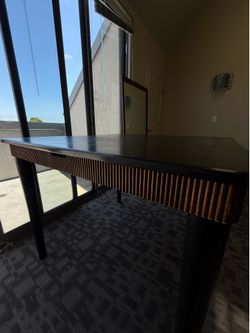 Modern Black Desk with 4 Drawers – Large Workspace
