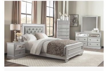 New 6pc luxury grey bedroom suite set