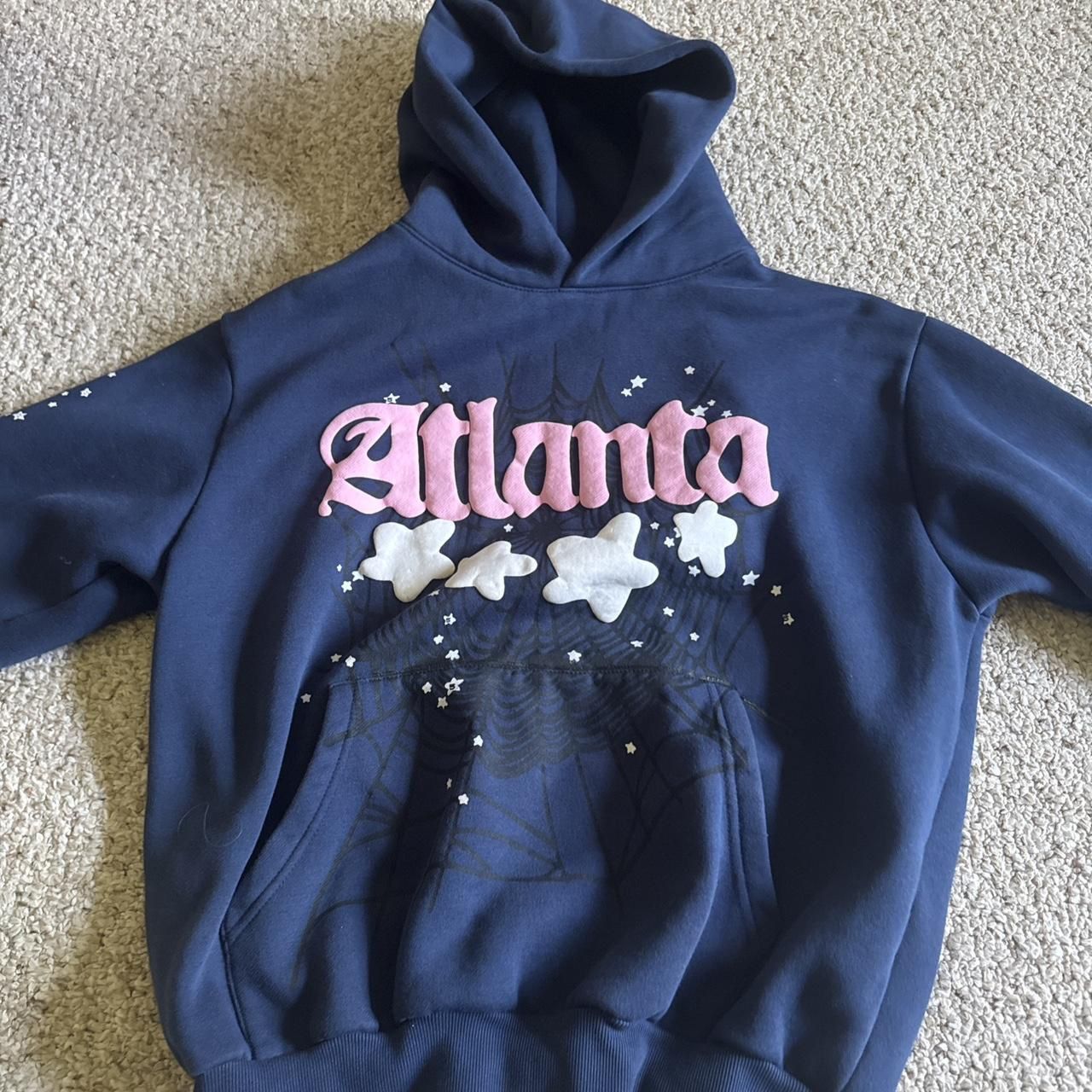 spider hoodie blue and pink
