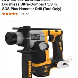 DEWALT ATOMIC 20V MAX Cordless Brushless Ultra-Compact 5/8 in. SDS Plus Hammer Drill (Tool Only)