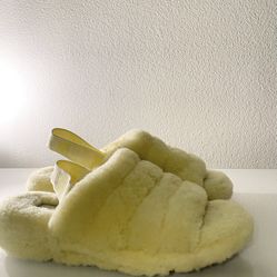 UGG Fluff Yeah Slippers In Neon Yellow