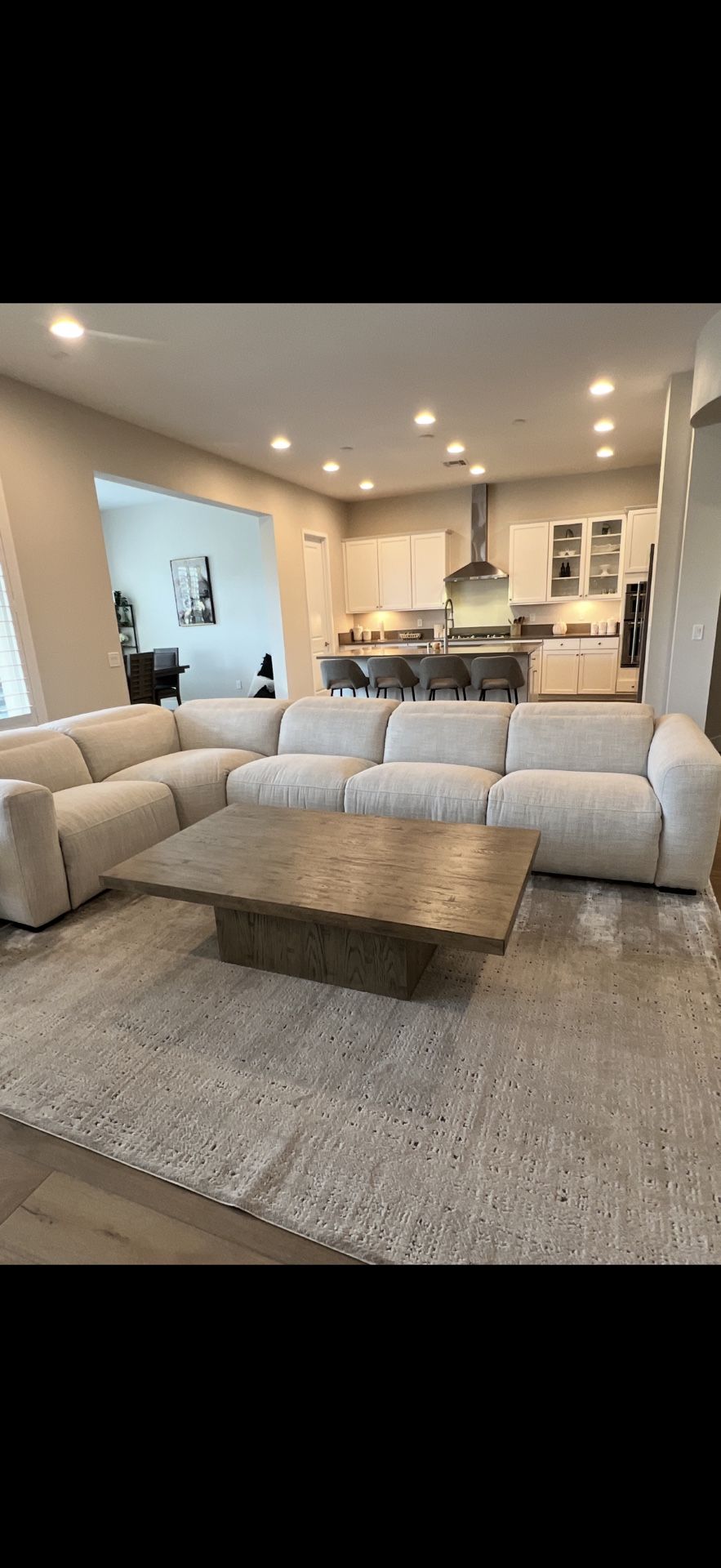 Large White Sectional With Power Recline