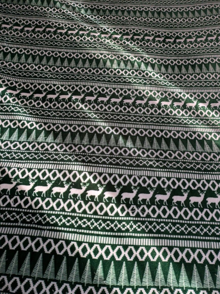 Green & White Reindeer King Size Bed Cover