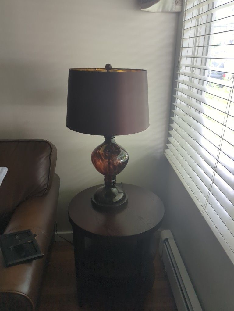 Lamp Pair One 27 Inches In Height 14 Inches Top Of Shade From Side To Side
