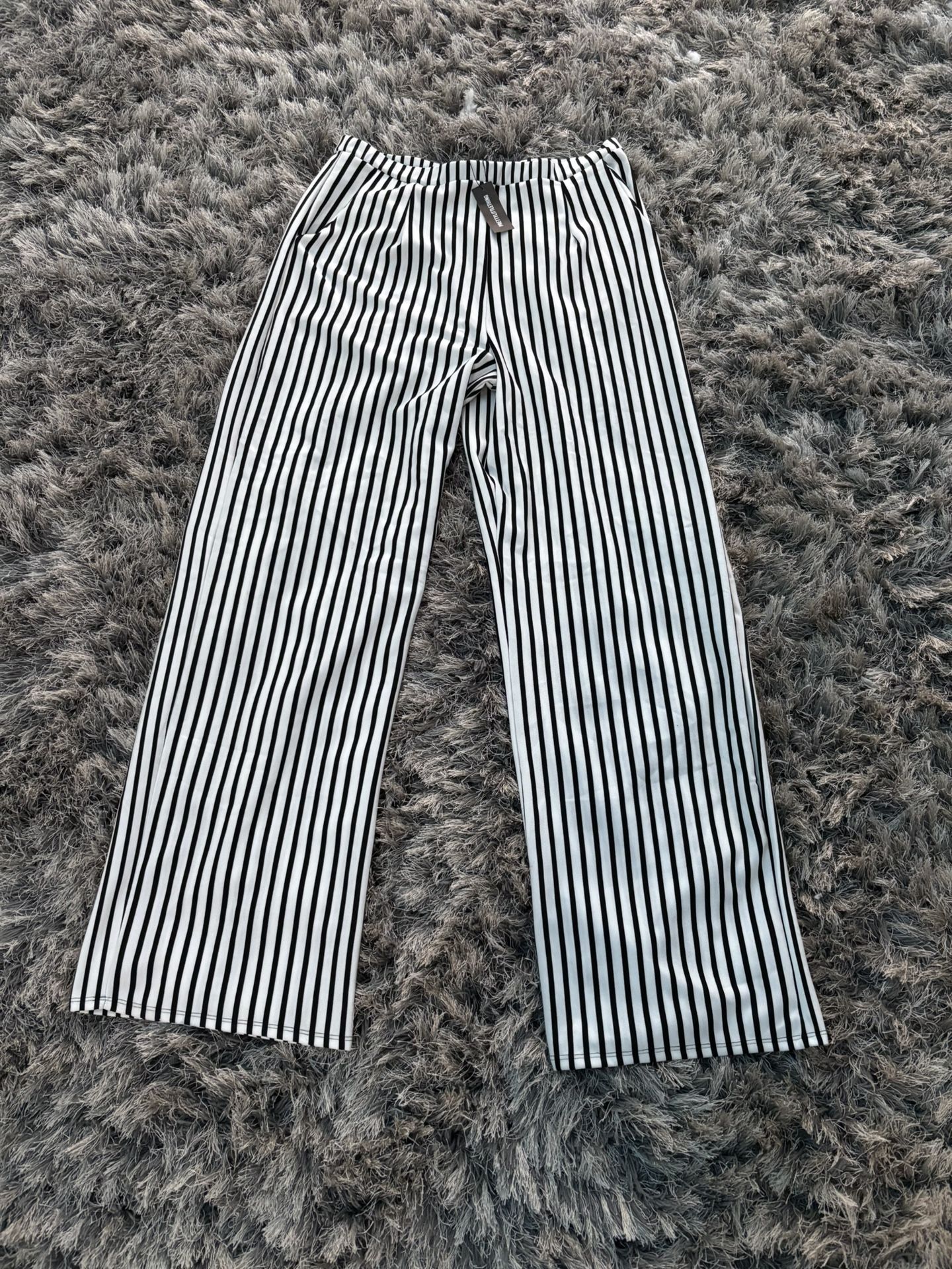 Stripped Black And White Dress Pants