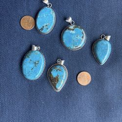 Turquoise Pendant Lot 925 Silver