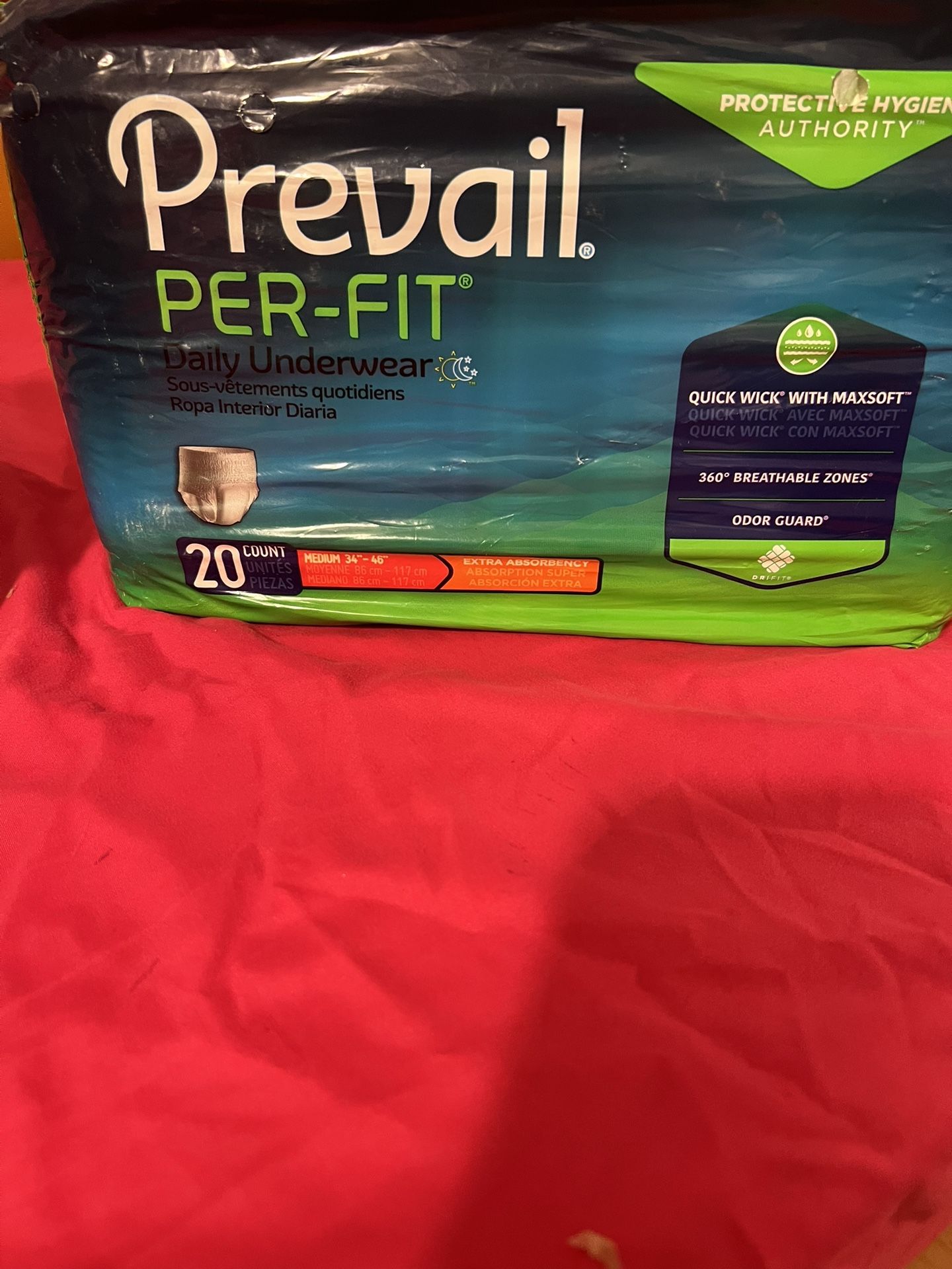 Prevail Per-Fit Underwear, 20 Count, Med.>34”-46”