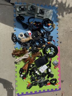 A bunch of wires and three Wall/Ceiling Brackets