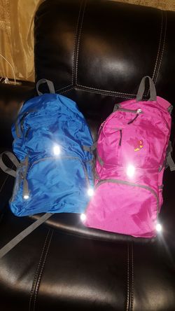 Camping blue and pink backpacks