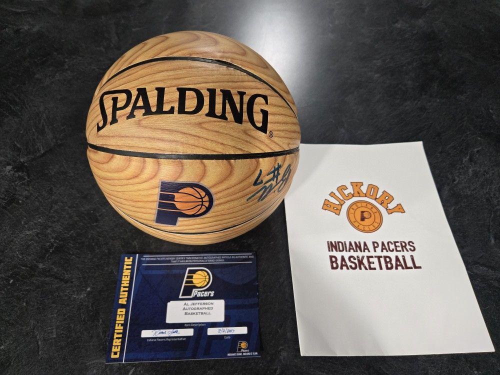 Spalding Indiana Pacers Hickory Basketball Autographed By Al "Big Al" Jefferson
