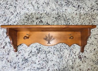 Solid Wood Shelf & Matching Candlestick Holders 