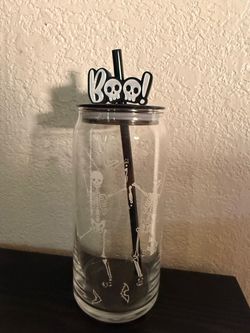 20 oz glass cup with straw topper
