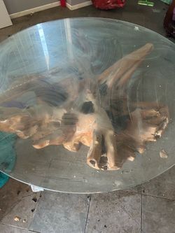 Glass top root table
