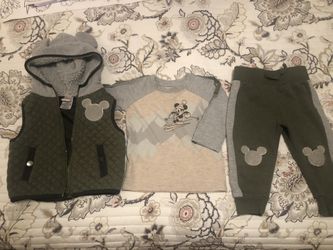 18 Months Mickey Mouse / Disney Three Piece Outfit - Vest, Long-sleeve Shirt and Pants
