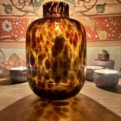 Everyday Decor Speckled Amber Glass Bottle Neck Vase