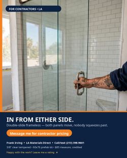 Frameless Double-Slide Shower Door 60x76 — Both Panels Move, Brand New