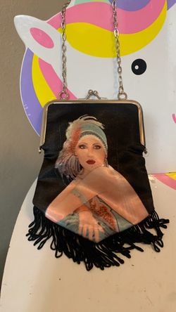 Vintage Flapper Purse 1920 Women with headband & Fringe trim